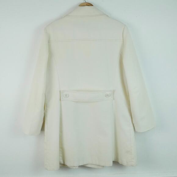 Vintage M L Peacoat 60s Mod Swing A Line Cream White Preppy Retro Spring Twee - Picture 8 of 13